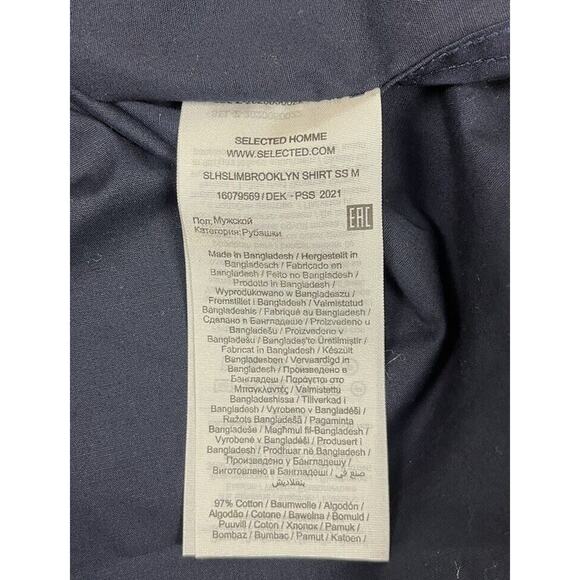 Selected Homme Slim Cuban Collar Shirt Sky Captain Blue Short Sleeve Size 18 / M - Picture 5 of 7